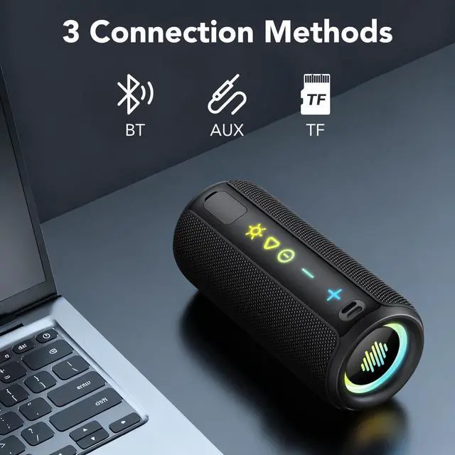 Alt view image 11 of 14 - Portable Bluetooth Speaker, Powerful Sound Wireless Speaker: Boost Bass, Bluetooth 5.4, 24H Playtime, 8 RGB Modes, IPX7 Waterproof, TWS Pairing, for Outdoor/Home/Party, Gift IdeasBlack