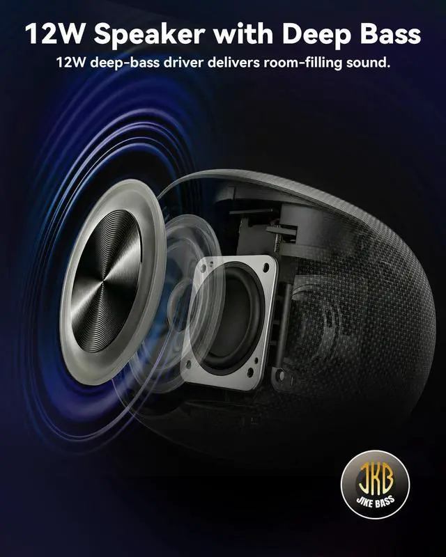 Alt view image 10 of 14 - Room 3 Portable Bluetooth Speaker, IPX6 Waterproof, TWS Pairing, 12W Powerful Stereo Sound with RGB Lights, Bluetooth 5.4, All-Day Playtime, Ideal for on Any Surface at Home