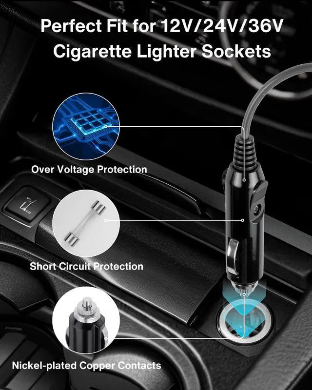 Alt view image 12 of 14 - Car Charger to DC Female Adapter 60W Output for Starlink Mini, Compatible with 12V/24V/36V Cigarette Lighter and DC Waterproof Barrel Jack, Car Charger Converter for Car, RV, Truck, Boat