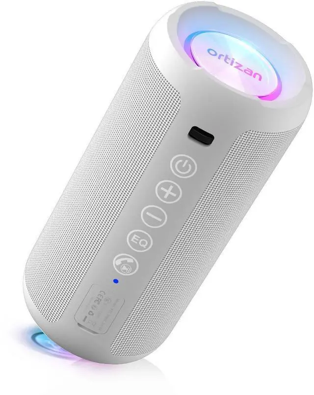 Alt view image 8 of 14 - Portable Bluetooth Speaker: IPX7 Waterproof, 24W Loud Sound, Deep Bass, Bluetooth 5.3, LED Lights, Wireless Stereo Pairing, 30H Playtime, for Home/Outdoor/Party/Beach, Birthday Gift (White)