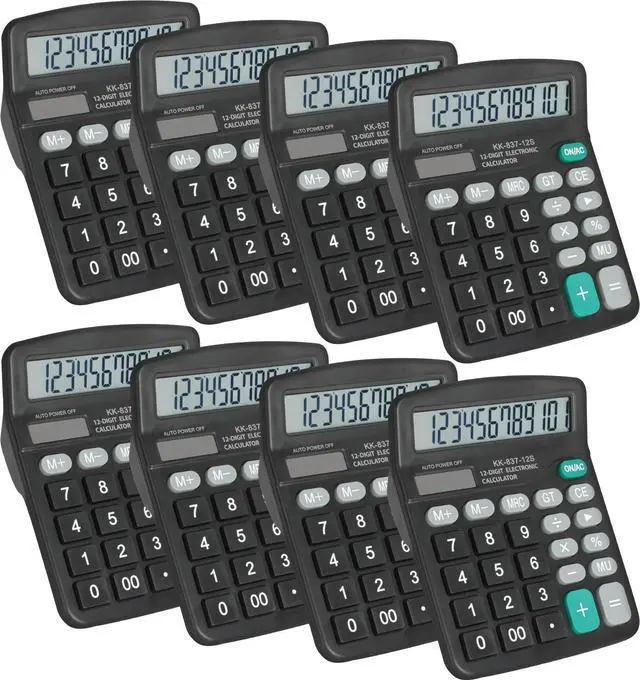 Alt view image 8 of 14 - 8 Pack Calculator Bulk, 12 Digits Calculators Desktop with Large LCD Display and Sensitive Butto, Solar and Battery Dual Power, Desk Calculator for Office, School, Home