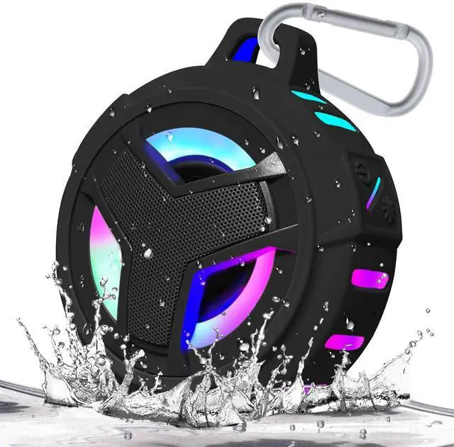 Alt view image 8 of 14 - Bluetooth Shower Speaker, Portable Bluetooth Speakers, IP67 Waterproof Wireless Speaker with LED Light, Floating, 2000mAh, True Wireless Stereo for Kayak, Beach, Gifts for unisex -Black