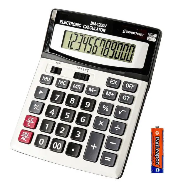 Main image of 12 Digit Desktop Calculator with Large LCD Display and Sensitive Button, Dual Solar Power and Battery, Standard Function for Office (YE1200v)