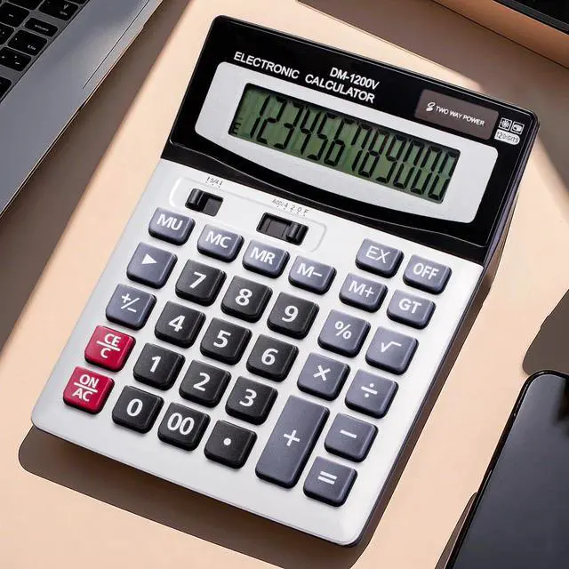 Alt view image 7 of 7 - 12 Digit Desktop Calculator with Large LCD Display and Sensitive Button, Dual Solar Power and Battery, Standard Function for Office (YE1200v)
