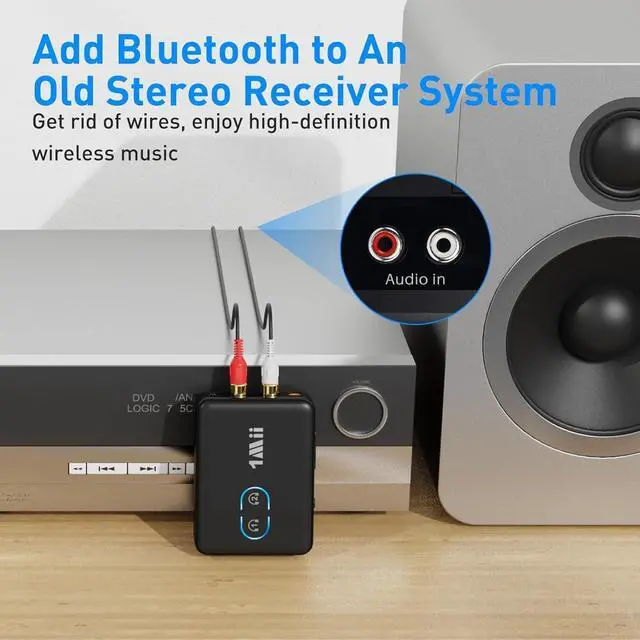 Alt view image 13 of 14 - RCA Bluetooth 5.3 Adapter for TV, 3.5mm AUX Bluetooth Transmitter Receiver for 2 AirPods or Headphones, Home Stereo, Speakers, Projector, Treadmills, PC, with Volume Control, aptX Low Latency