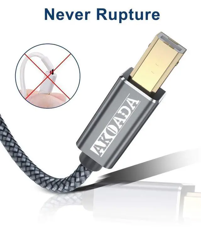 Alt view image 13 of 14 - USB 2.0 Printer Cable 20FT, USB Type A Male to B Male Printer Scanner Cord High Speed Compatible with HP, Canon, Dell, Epson, Lexmark, Xerox