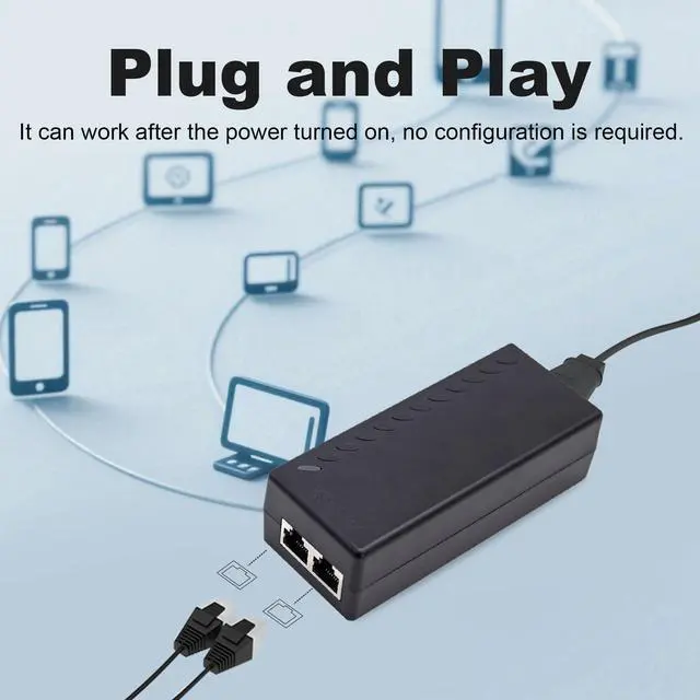 Alt view image 9 of 14 - Gigabit PoE+ Injector Adapter - 30W 48V Power Over Ethernet Plus - 10/100/1000Mbps, IEEE 802.3af/at Compliant - Up to 100 M (328 ft) Range, by ThePoEstore