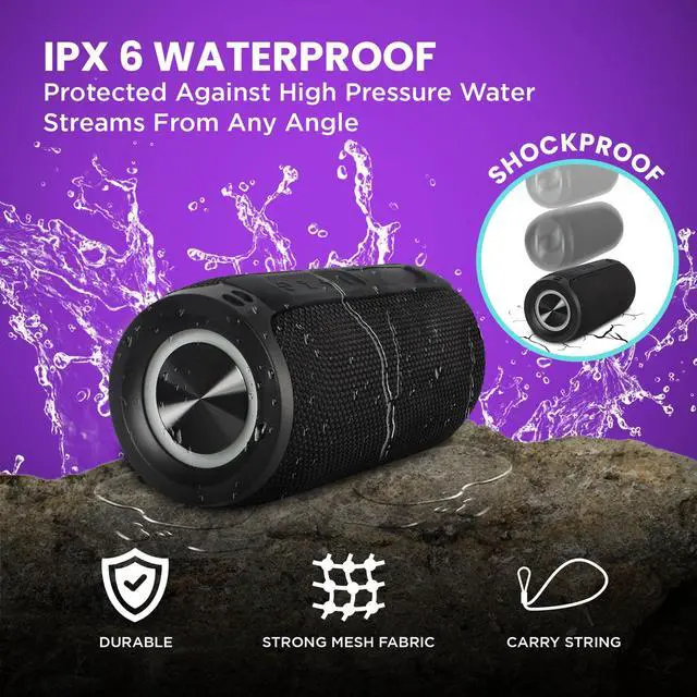 Alt view image 11 of 14 - Mega Magnaboom Small Bluetooth Speaker | Portable 5.0 Bluetooth Waterproof Speaker | Wireless, LED Lights, Enhanced Bass, Indoor/Outdoor Parties and Travel