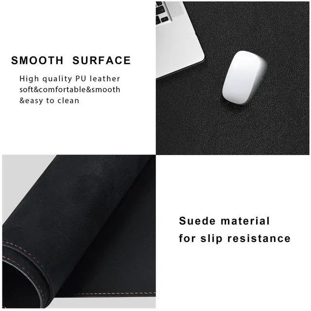 Alt view image 11 of 14 - L-Shaped Gaming Desk Mat Mouse pad, Computer Corner Desk Pad, 47" Home Office Writing Desk Pad Protector, Large Waterproof PU Leather Corner Mousepad - Black, (120+120) x40cm