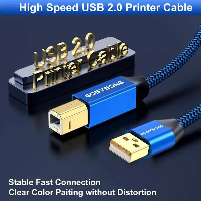 Alt view image 9 of 14 - Printer Cable 25ft, USB 2.0 Type A to Type B Cord Compatible With Scanner, Audio Device