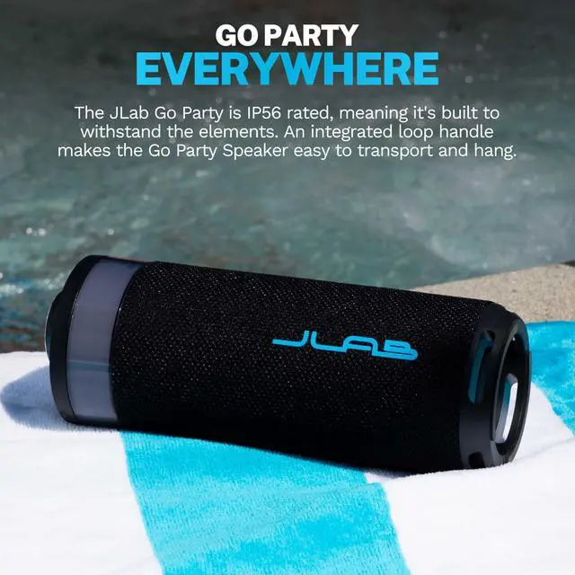 Alt view image 13 of 14 - Go Party Portable Bluetooth Speaker, Midnight Black, 10 Watts of Power, 16+ Hours of Playtime, IP56 Waterproofing, Customizable RGB LED Lighting, Lab Sync Up to 100 Speakers, Custom Sound in-App
