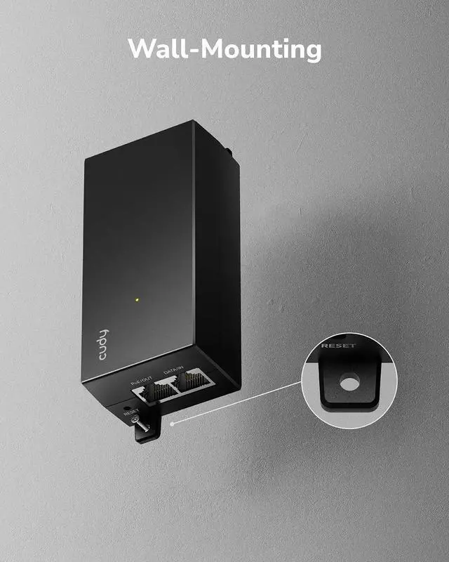 Alt view image 14 of 14 - New 30W Gigabit PoE Injector Adapter, 30W,10/100/1000Mbps RJ-45, IEEE 802.3af / 802.3at Compliant, up to 100 Meters (325 Feet), PoE200