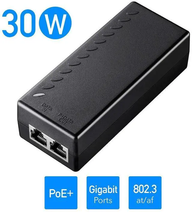 Alt view image 10 of 14 - New 30W Gigabit PoE Injector Adapter, 30W,10/100/1000Mbps RJ-45, IEEE 802.3af / 802.3at Compliant, up to 100 Meters (325 Feet), PoE200