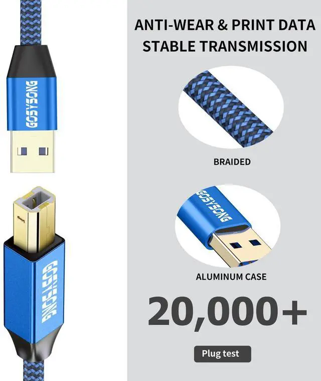 Alt view image 14 of 14 - Printer Cable 25ft, USB 2.0 Type A to Type B Cord Compatible With Scanner, Audio Device