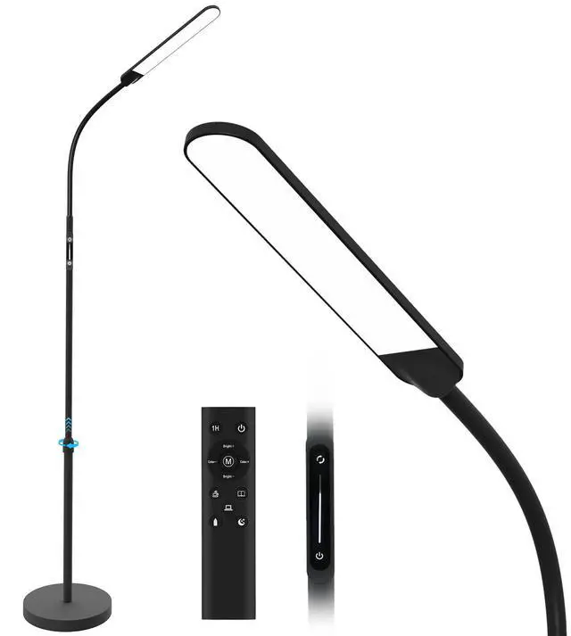 Alt view image 8 of 14 - Led Floor Lamp,Modern Reading Adjustable Standing Height 4 Colors and Stepless Brightness Work Lamp for Living Room Bedroom Reading, Black