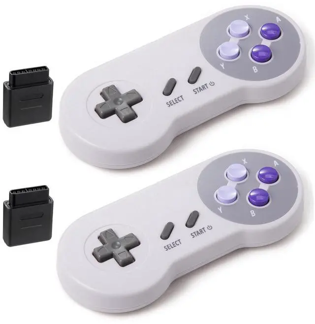 Alt view image 8 of 14 - 2 Pack 2.4GHz Wireless Controller for SNES Original Console, Rechargeable Wireless Remote Gamepad Controller for SNES Super Entertainment System Console