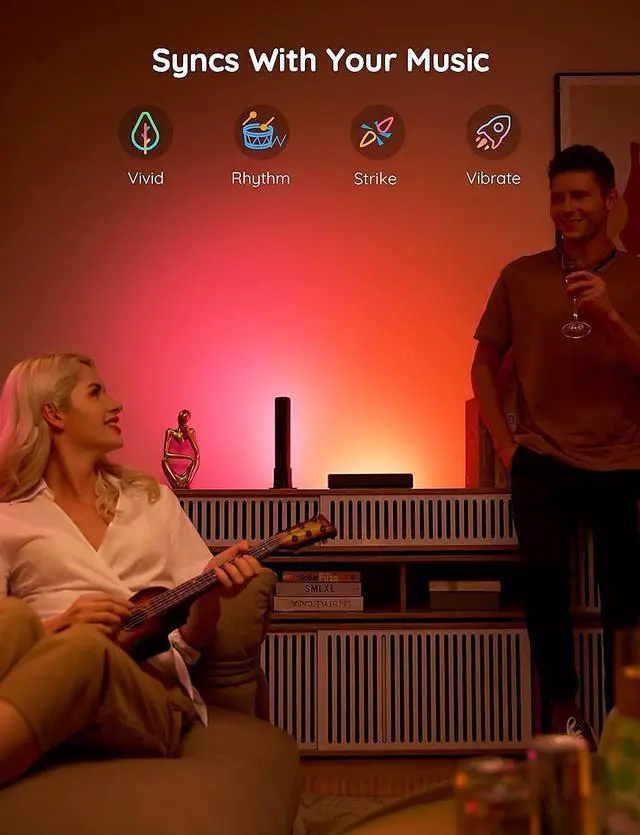 Alt view image 10 of 14 - Smart LED Light Bars, Work with Alexa and Google Assistant, RGBICWW WiFi TV Backlights with Scene and Music Modes for Gaming, Pictures, PC, Room Decoration