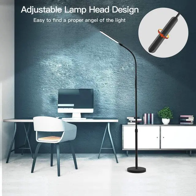 Alt view image 9 of 14 - Led Floor Lamp,Modern Reading Adjustable Standing Height 4 Colors and Stepless Brightness Work Lamp for Living Room Bedroom Reading, Black