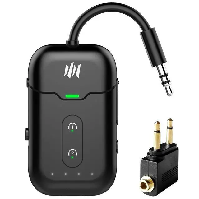 Alt view image 8 of 14 - Airplane Bluetooth 5.4 Transmitter Adapter,Supports 2 AirPods/Headphones 2-in-1 Bluetooth Transmitter Receiver with aptX Low Latency,Wireless Adapter for Flight,TV,Gym,Tablets Car Stereo