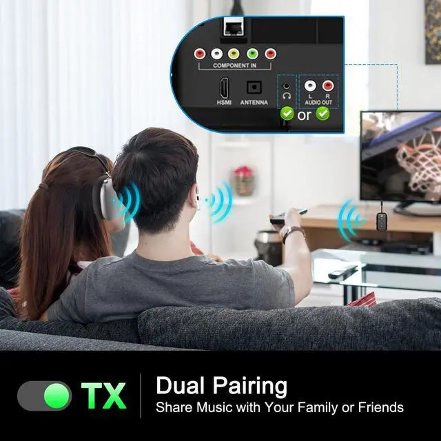 Alt view image 13 of 14 - Airplane Bluetooth 5.4 Transmitter Adapter,Supports 2 AirPods/Headphones 2-in-1 Bluetooth Transmitter Receiver with aptX Low Latency,Wireless Adapter for Flight,TV,Gym,Tablets Car Stereo