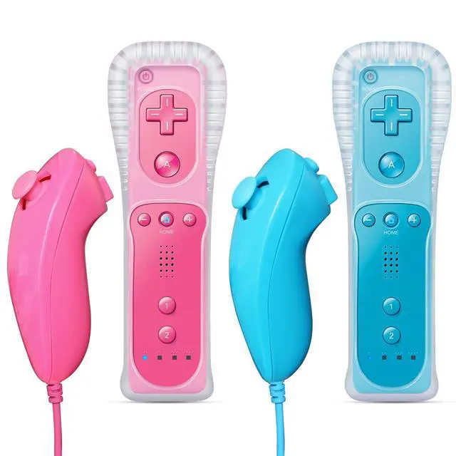 Alt view image 5 of 8 - Remote Controller with Nunchuck, Compatible with Nintendo Wii/Wii U, 2 Pack (Pink & Blue)
