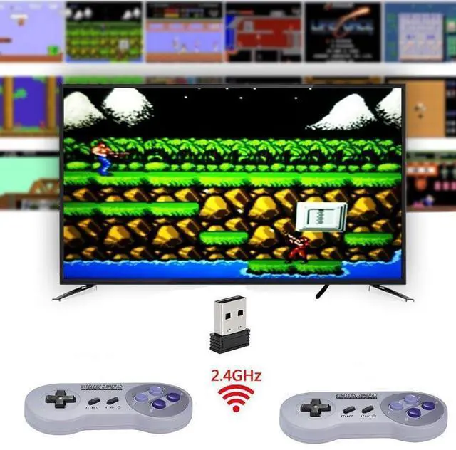 Alt view image 11 of 12 - 2 Pack 2.4GHz Wireless USB Controller Compatible with SNES Games & Nintendo Switch 1, Retro USB Gamepad for Windows PC, Mac, Linux, Raspberry Pi, RetroPie Classic Design, Plug & Play