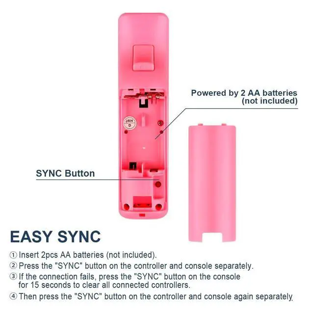 Alt view image 8 of 8 - Remote Controller with Nunchuck, Compatible with Nintendo Wii/Wii U, 2 Pack (Pink & Blue)