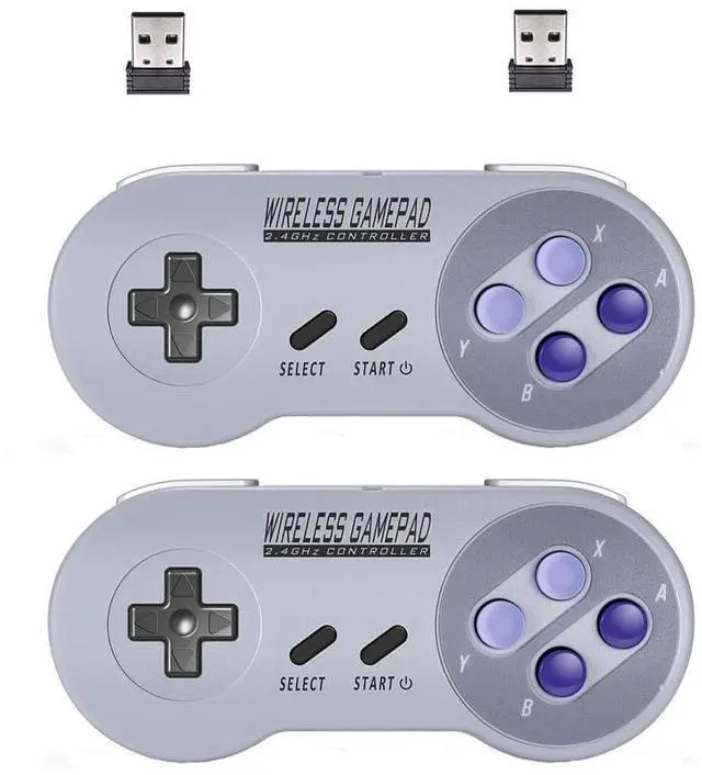 Alt view image 7 of 12 - 2 Pack 2.4GHz Wireless USB Controller Compatible with SNES Games & Nintendo Switch 1, Retro USB Gamepad for Windows PC, Mac, Linux, Raspberry Pi, RetroPie Classic Design, Plug & Play