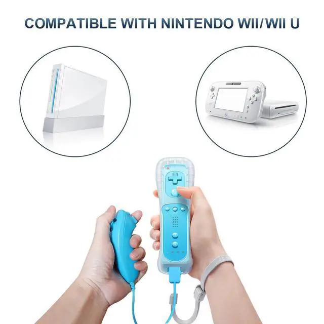 Alt view image 6 of 8 - Remote Controller with Nunchuck, Compatible with Nintendo Wii/Wii U, 2 Pack (Pink & Blue)
