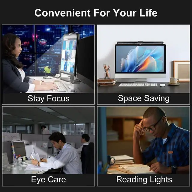 Alt view image 14 of 14 - Computer Monitor Lamp, Screen Light Bar Eye Caring, Keyboard Lamp with Clamp/Adjustable Brightness and 3 Color Temperature/No Screen Glare/Space Saving/USB Powered/for Home&Office-40cm