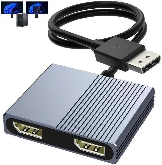 Alt view image 8 of 14 - Display Port Splitter for Dual Monitors, 4K@120Hz DisplayPort to Dual DisplayPort Adapter, Displayport MST Hub, Monitor Splitter, Dual Monitor Adapter for Laptop, Desktop, Graphics Card and More