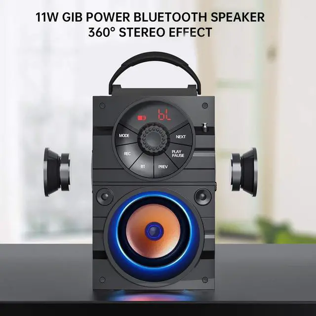 Alt view image 10 of 14 - Portable Big Bluetooth Speakers with Light, Wireless with Subwoofer, FM Radio, LED Lights, EQ, Booming Bass, Bluetooth 4.2 Stereo Loud Outdoor/Indoor Retro, for Home, Camping, Travel, Black