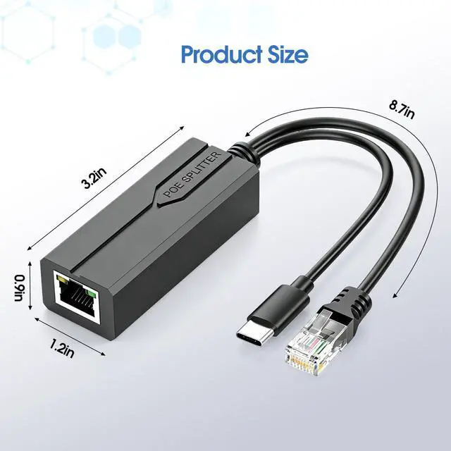 Alt view image 5 of 7 - Gigabit PoE Splitter USB C, POE to USB-C Adapter, 1000Mbps Speed No Lagging No Data-Loss, 5V 2.4A Type-C, IEEE 802.3af/at Compliant, Power Over Ethernet Splitter for Raspberry Pi 4/Security Cameras