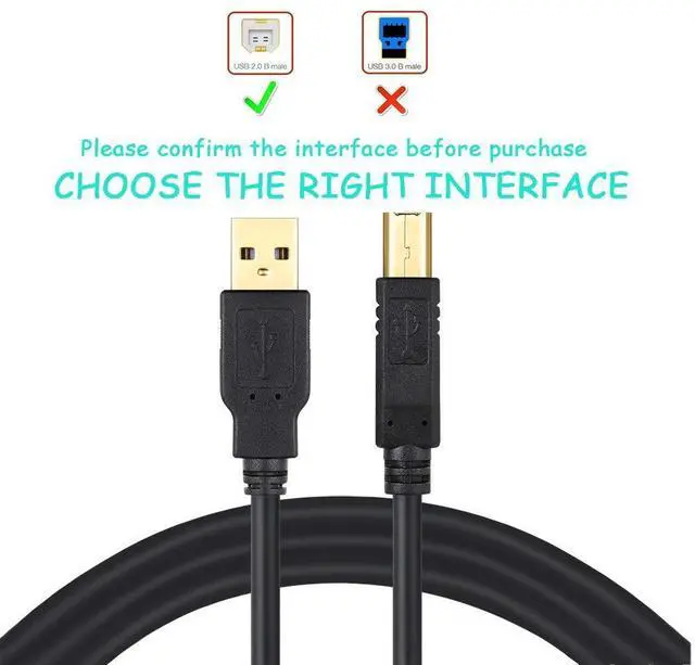 Alt view image 10 of 14 - USB 2.0 Printer Cable 15 FT 2.0USB Type A Male to B Male Scanner USB a b for HP, Canon, Lexmark, Epson, Dell,and More USB a to b Printer Cord (Black 15ft)