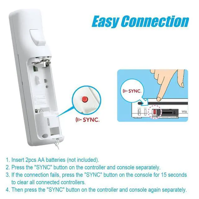 Alt view image 13 of 14 - Remote Controller for Wii & Wii U, with Silicone Case and Wrist Strap, 2 pack (White)