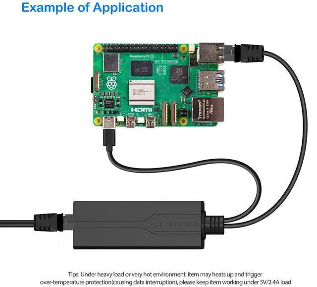 Alt view image 6 of 7 - Gigabit PoE Splitter USB C, POE to USB-C Adapter, 1000Mbps Speed No Lagging No Data-Loss, 5V 2.4A Type-C, IEEE 802.3af/at Compliant, Power Over Ethernet Splitter for Raspberry Pi 4/Security Cameras