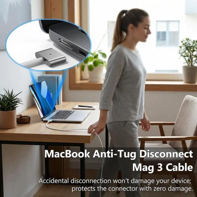 Alt view image 14 of 14 - USB-C to Magnetic 3 Cable 6.6ft, 140W PD Fast Charging Cable Compatible for Mac Book Pro 16/14/13 inch & Mac Book Air 15/13 inch (2021-2025 M1 M2 M3 M4), Nylon Braided, with Charging Indicator Light