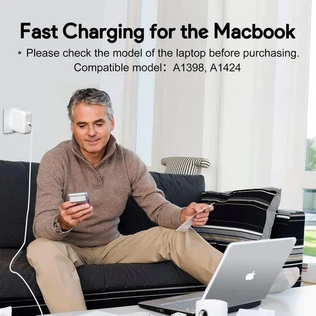 Alt view image 12 of 12 - 85W Mac Book Pro Charger,Charger Adapter with Fast Charging,Replacement AC 2T-Tip Connector Power Adapter,Laptop Charger Compatible with MacBook pro & Air 13 inch-15 inch Retina After Mid 2012