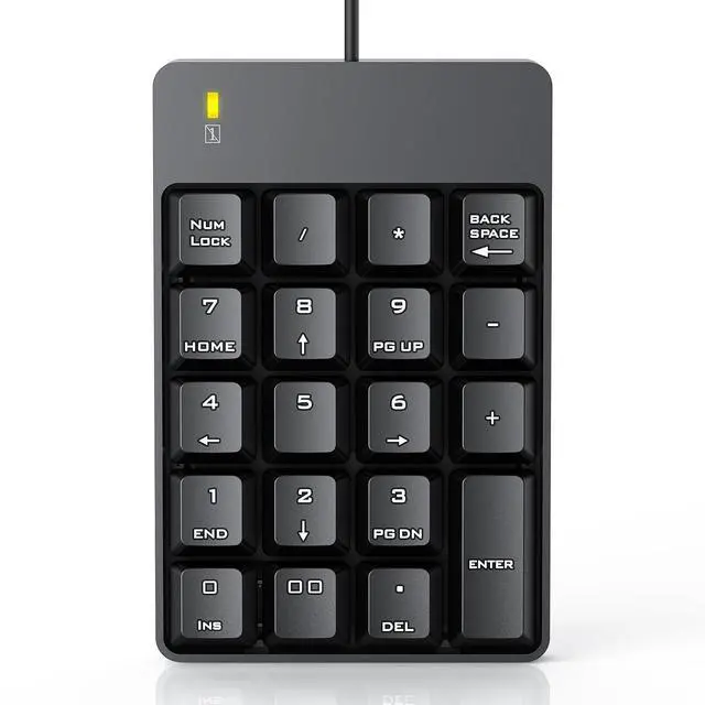 Alt view image 8 of 13 - Wired Number Pad, USB Numeric Keypad 19 Key Number Keypad Keyboard for Laptop PC Computer Notebook, Big Print Letters - Black