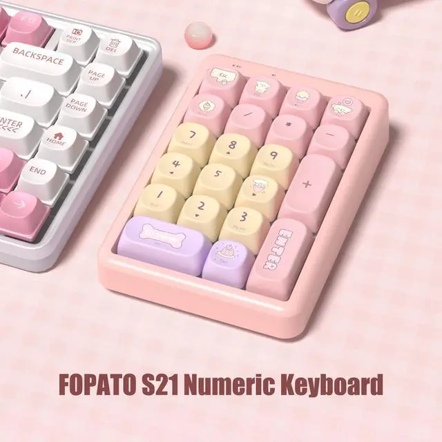 Alt view image 8 of 13 - Wireless Number Pad, BT 5.0 Mechanical Number Keypad for Laptop, 21-Key Hot Swappable RGB Numeric Keypad, USB/2.4G Wireless Number Pad Keyboard, Rechargeable Cute Pink Creamy Keyboard Number Pad