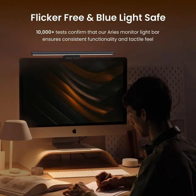 Alt view image 14 of 14 - Monitor Light Bar, Computer Monitor Lamp, 250LM No Glare Eye-Care LED Screen Bar, Touch Control USB Reading Desk Lamp for Home Office Work, Stepless Dimming Adjustable Color Temperature