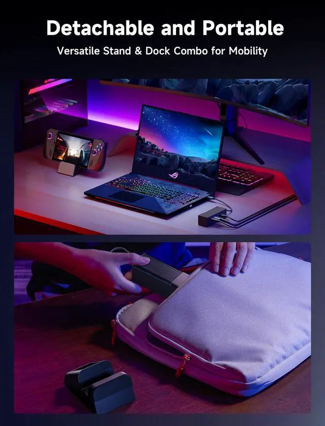 Alt view image 14 of 14 - Docking Station & 100W Charger for ROG Xbox Ally X (2025)/ROG Ally X/Steam Deck/Legion Go, 6-in-1 Dock with HDMI 4K@120Hz, Gigabit Ethernet, Dual USB A & USB C 3.2 Gen 1, 100W Charging - HB0609
