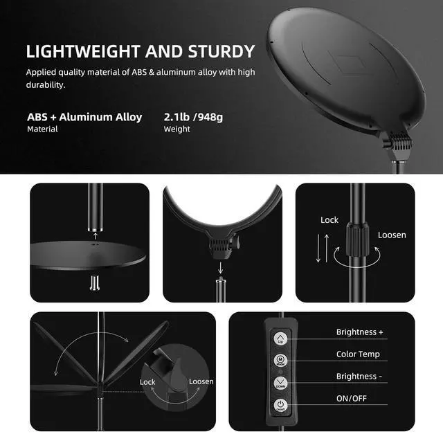 Alt view image 13 of 14 - 10.5in LED Desk Ring Light, Video Conference Lighting for Zoom Meeting/Video Calls, Live Stream, Home Office, Computer Lighting for Webcam, Online Classes, Professional Streaming