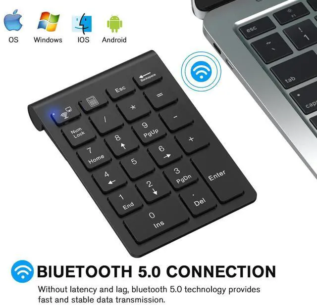 Alt view image 2 of 2 - Number Pad, Wireless Numeric Keypad Numpad, 22 Keys Portable Mini Financial Accounting Keyboard for Laptop Notebook, Desktop, Surface Pro, PC