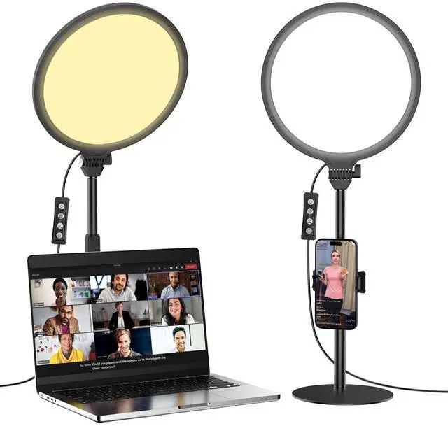 Alt view image 8 of 14 - 10.5in LED Desk Ring Light, Video Conference Lighting for Zoom Meeting/Video Calls, Live Stream, Home Office, Computer Lighting for Webcam, Online Classes, Professional Streaming
