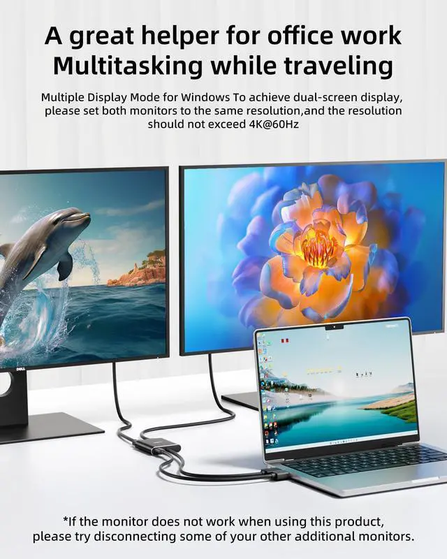 Alt view image 9 of 14 - Displayport to Dual DisplayPort Splitter Adapter,4K60Hz MST Displayport hub 1 in 2 Out Display Port for Dual Monitors,DP1.4 Display Port Splitter for Desktop, Laptop,Extend Display