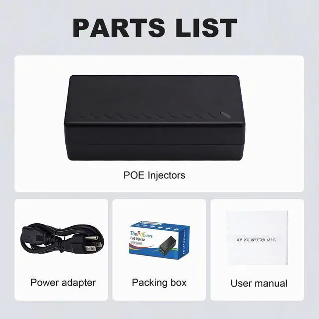 Alt view image 13 of 14 - Gigabit PoE+ Injector Adapter - 30W 48V Power Over Ethernet Plus - 10/100/1000Mbps, IEEE 802.3af/at Compliant - Up to 100 M (328 ft) Range, by ThePoEstore