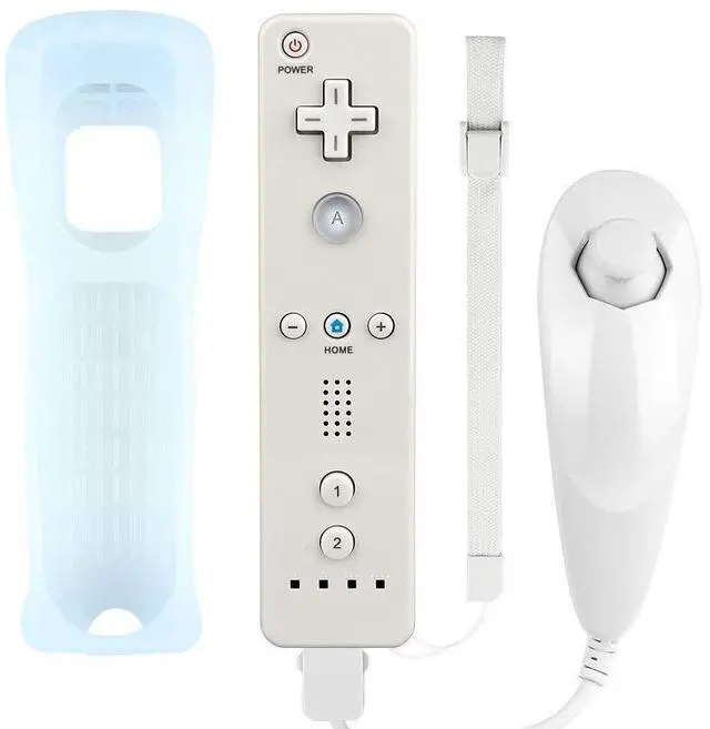 Alt view image 8 of 12 - Remote Controller for Wii, Wii Remote and Nunchuck Controllers with Silicon Case and Strap for Wii and Wii U (White)