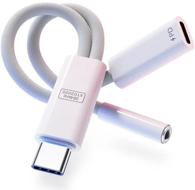 Alt view image 8 of 14 - 32-bit/384kHz Hi-Fi DAC & PD 60W Charger USB-C to 3.5mm Headphone Jack Audio Adapter, Aux Audio Dongle Cable with Type C Fast Charging,48kHz Mic Input Supported, 2-in-1 Hi-Res Headphone Splitter