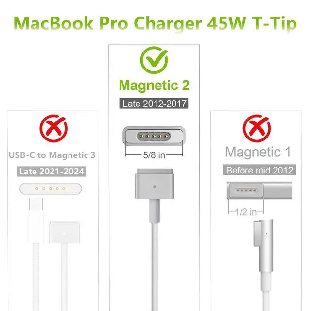 Alt view image 10 of 14 - Mac Book Air Charger 45W Mag-netic 2, Compatible with Mac Book Air 11-inch and 13-inch After Mid 2012(Applicable to 2012-2017)